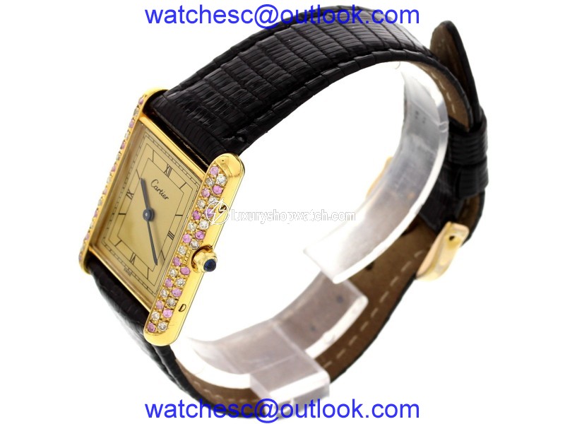 Cartier Tank Must de 91267 Argent with Diamonds & Gems Womens Watch Cartier