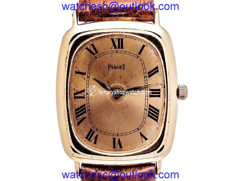 Piaget 9251 18K Yellow Gold Case & Dial Leather Band Manual Winding Mens Watch Piaget
