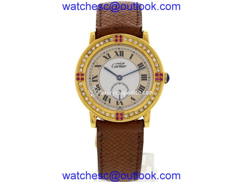 Cartier 1810.1 Must De Argent & Diamond & Ruby Womens Watch Cartier