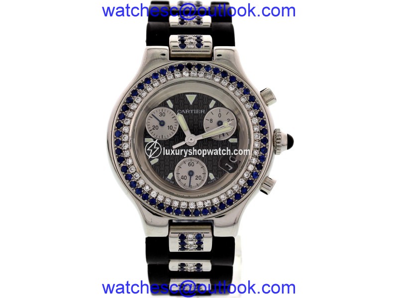Cartier 2424 Chronoscaph 21 Stainless Steel & Diamond & Sapphire Unisex Watch Cartier