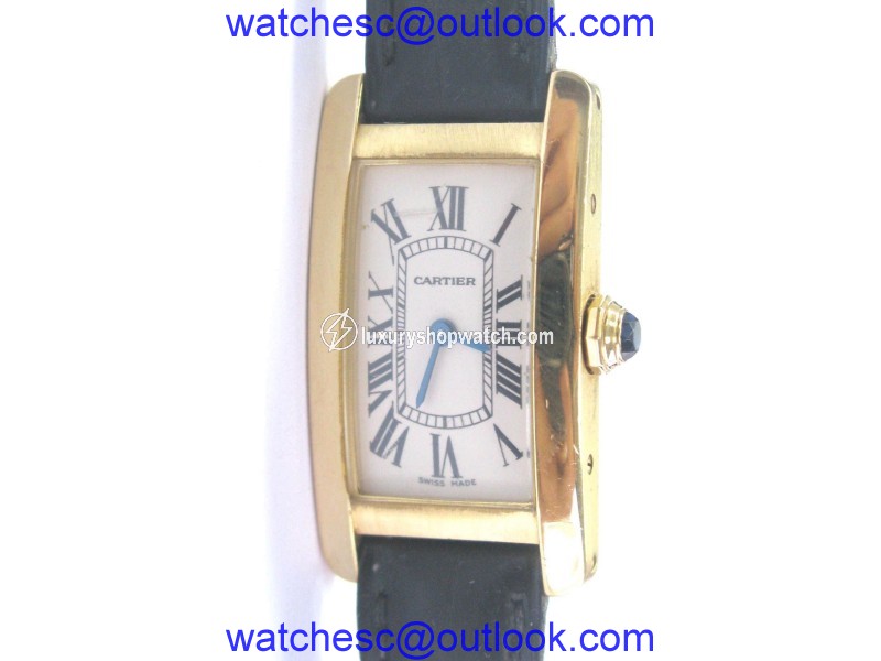Cartier Tank Americaine 2482 18K Yellow Gold & Leather 35mm Watch Cartier