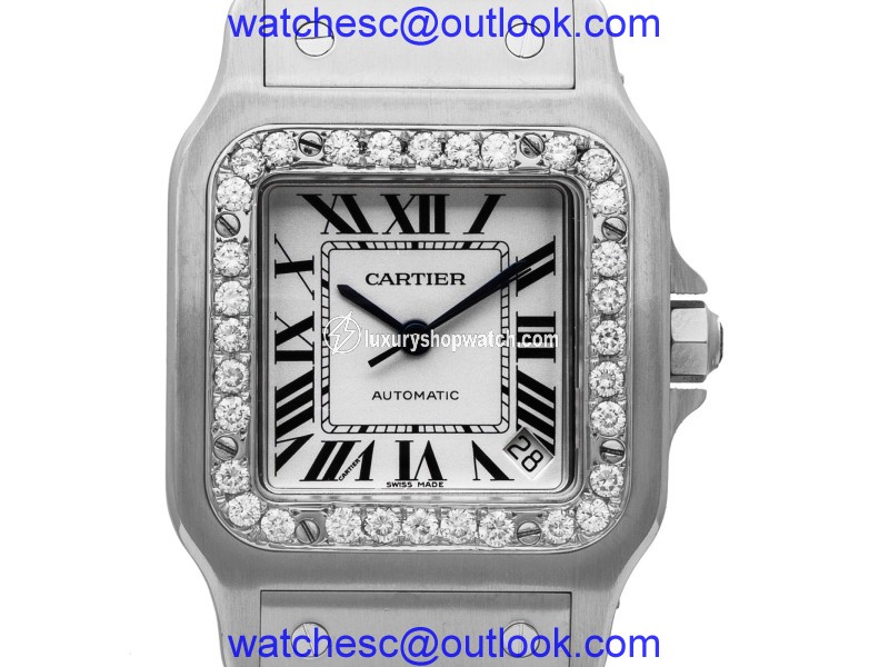 Cartier Santos Galbee Xl W20098D6 1.20ct Diamond Bezel Automatic 32mm Mens Watch Cartier