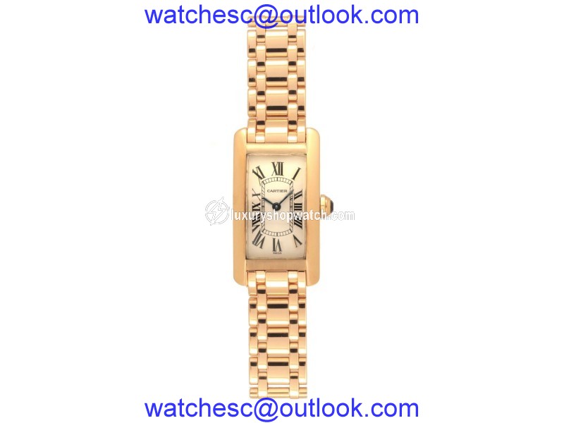 Cartier Tank Americaine 1710 Quartz 18K Yellow Gold 19mm Womens Watch Cartier