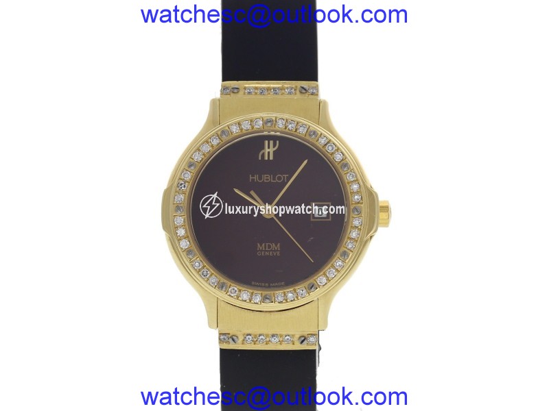 Hublot MDM Depose 1391.3 18K Yellow Gold / Rubber 28mm Womens Watch Hublot