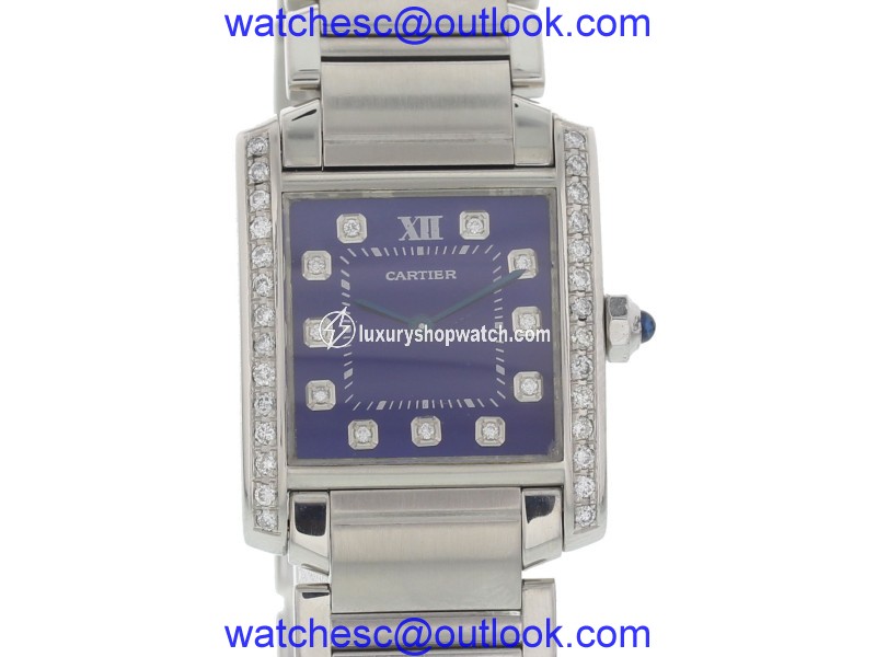 Cartier Tank Francaise 2301 Stainless Steel & Diamonds 25mm Womens Watch Cartier