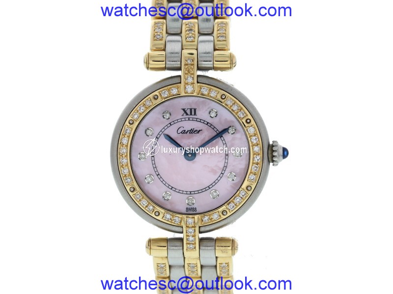 Cartier Panthere Vendome 1057920 18K Yellow Gold / Stainless Steel with Pink Dial 24mm Womens Watch Cartier