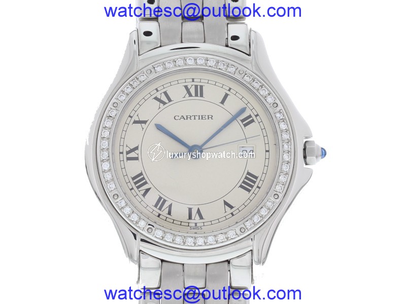 Cartier Panthere 987904 Stainless Steel with Off-White Dial 33mm Mens Watch Cartier