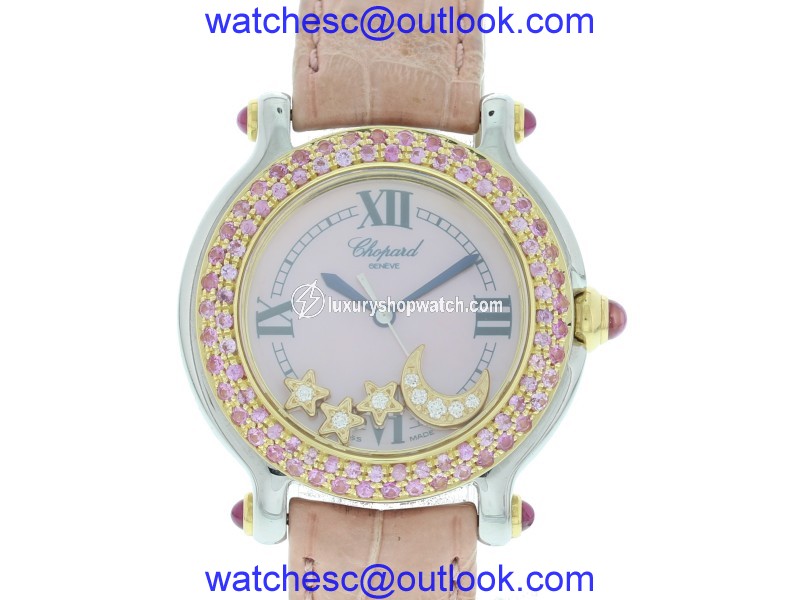 Chopard Happy Sport 27/8239-42 Stainless Steel & Leather wDiamonds Quartz 32mm Womens Watch Chopard