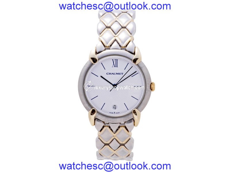 Chaumet Or-Acier 205476 Two Tone Stainless Steel and 18K Yellow Gold White Dial Quartz 32mm Mens Watch Chaumet