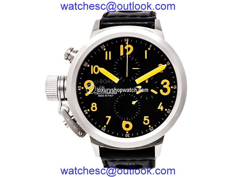 U-boat Flightdeck 7750/50 Stainless Steel / Leather 50 mm Mens Watch U-Boat