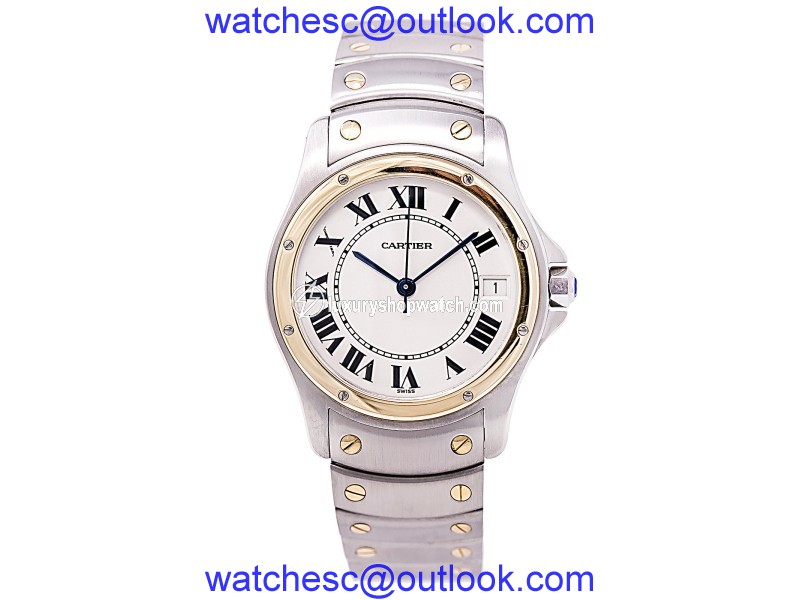 Cartier Ronde Santos 1910 Stainless Steel / 18K Yellow Gold 33mm Mens Watch Cartier