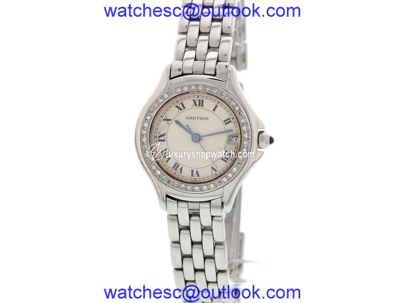 Cartier Cougar 987906 Stainless Steel Diamond Quartz 26mm Womens Watch Cartier