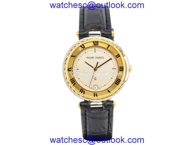 Philippe Charriol Celtic Stainless Steel & Gold Plated Quartz 32.2mm Mens Watch Philippe Charriol