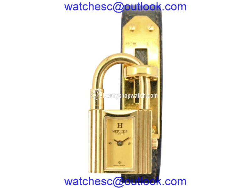 Hermes Kelly Gold Plated & Gold Dial Quartz 20mm Womens Watch Hermes