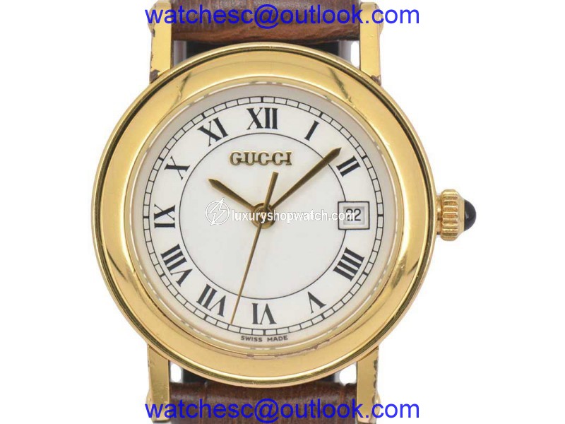 Gucci 7200L Date White Dial Gold Plated 26mm Womens Watch Gucci
