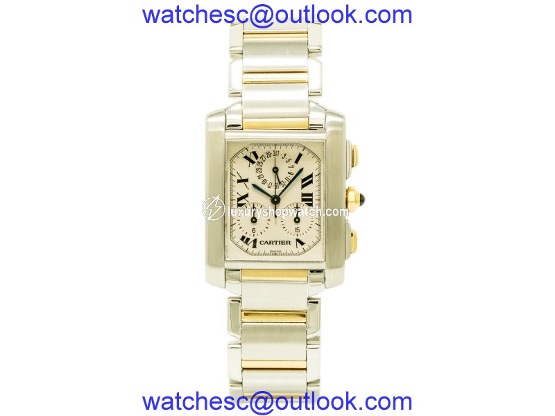 Cartier Tank Francaise Chronoflex 2303 Stainless Steel / 18K Yellow Gold 28mm Womens Watch Cartier