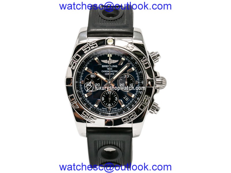 Breitling Chronomat AB0110 Stainless Steel & Rubber Blue Dial Automatic 43mm Mens Watch Breitling