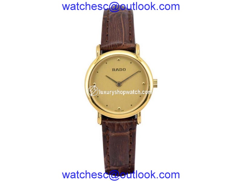 Rado 204.3591.2 Gold Plated & Leather with Gold Dial Quartz 24mm Womens Watch Rado