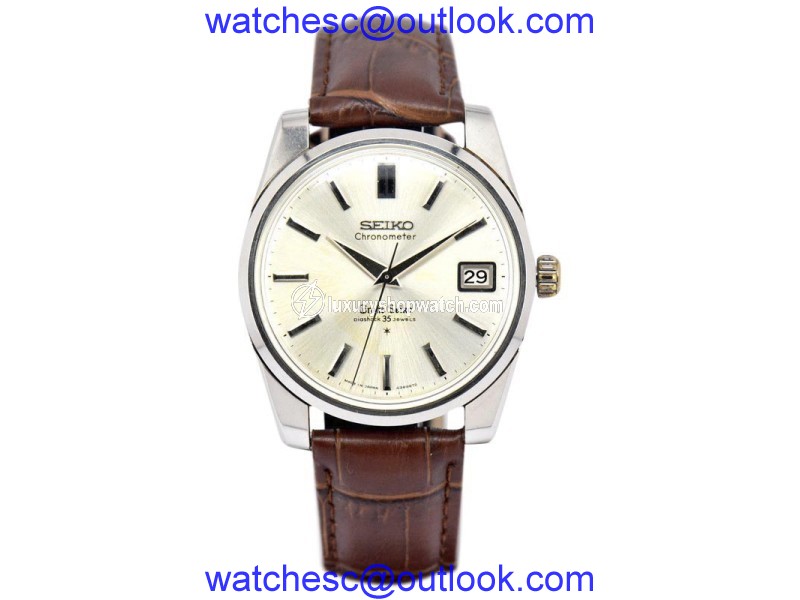 Seiko Grand Seiko 43999 Stainless Steel & Leather Hand-Winding Vintage 36.5mm Mens Watch Seiko
