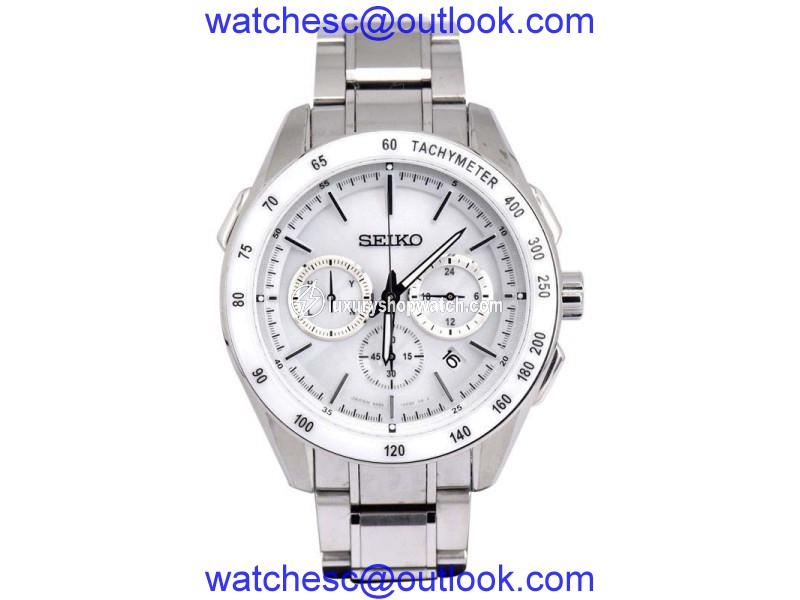Seiko Brightz 8B82-0AP0 Stainless Steel & Ceramic 43mm Mens Watch Seiko