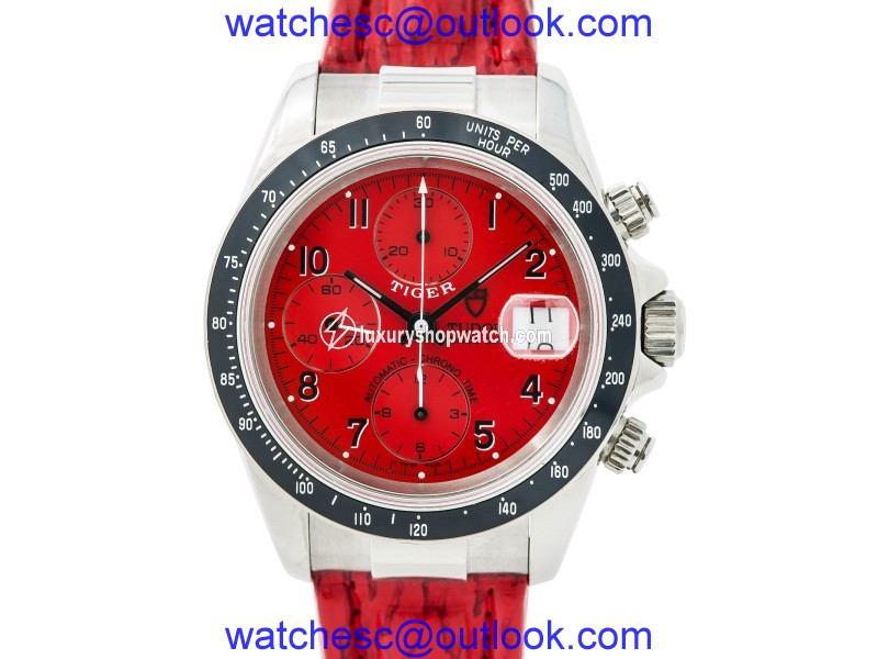 Tudor Prince Date 79260P Stainless Steel / Leather with Red Dial Automatic 40mm Mens Watch Tudor