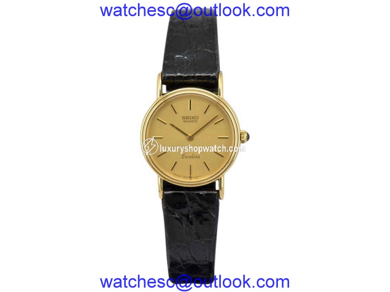 Seiko Exceline 7320-0070 14K Yellow Gold with Gold Dial Quartz 22mm Womens Watch Seiko