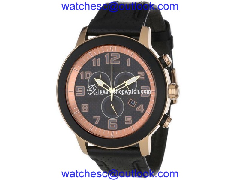 Citizen Eco-Drive AT2233-05E Rose Gold-Tone Stainless Steel and Leather with Black Dial 46mm Mens Watch Citizen