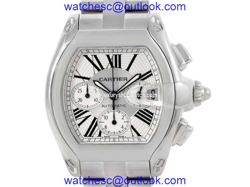 Cartier W62019X6 Roadster Chronograph Silver Dial Mens Watch Cartier