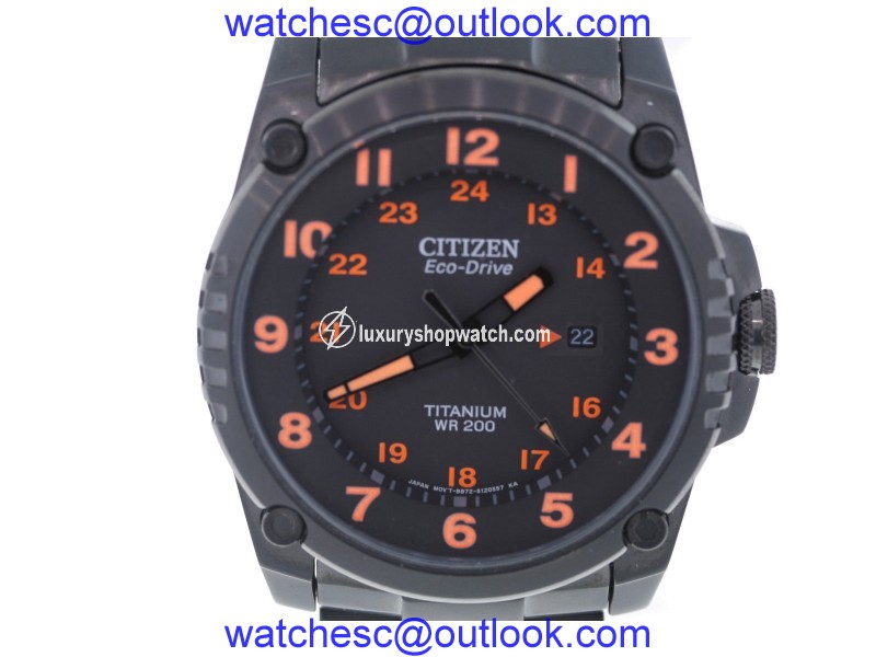 Citizen Eco-Drive BJ8075-58F Stainless Steel and Titanium with Black Dial 43mm Mens Watch Citizen