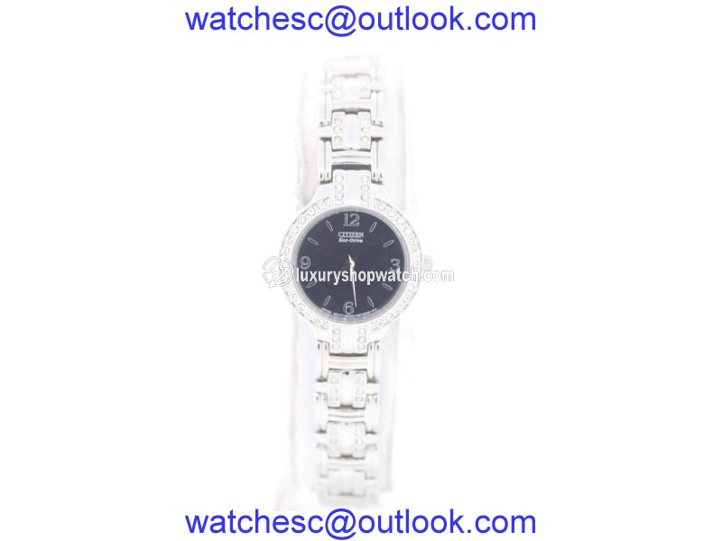 Citizen Stainless Steel & Black Dial 22mm Womens Watch Citizen
