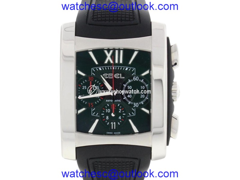 Ebel E9126M52 Brasilia Chronograph Black Dial Steel Automatic Mens Watch Ebel