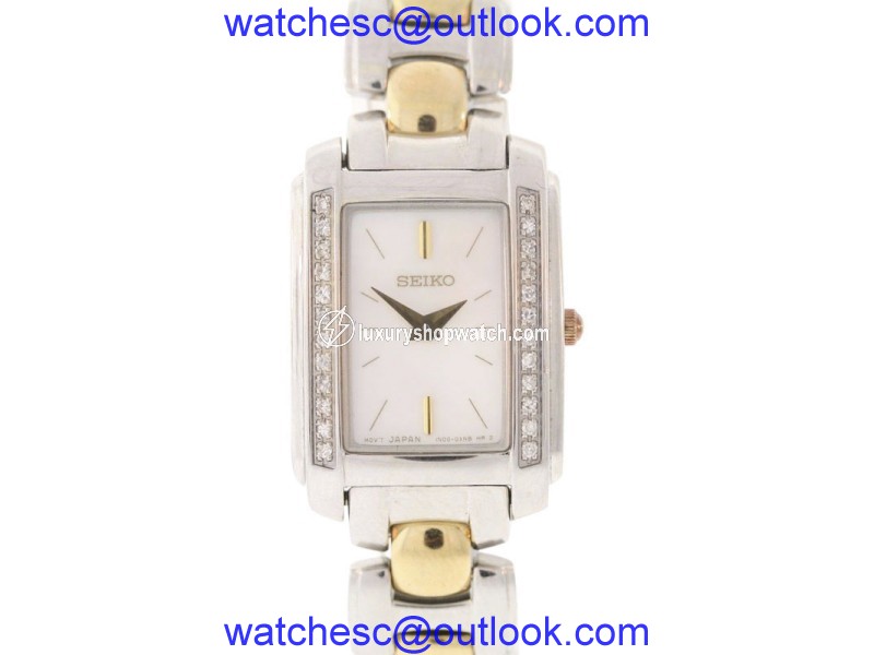 Seiko SUJF41 Two-Tone Stainless Steel Diamond Mother Of Pearl Dial 18mm Womens Watch Seiko But at TrueFacet