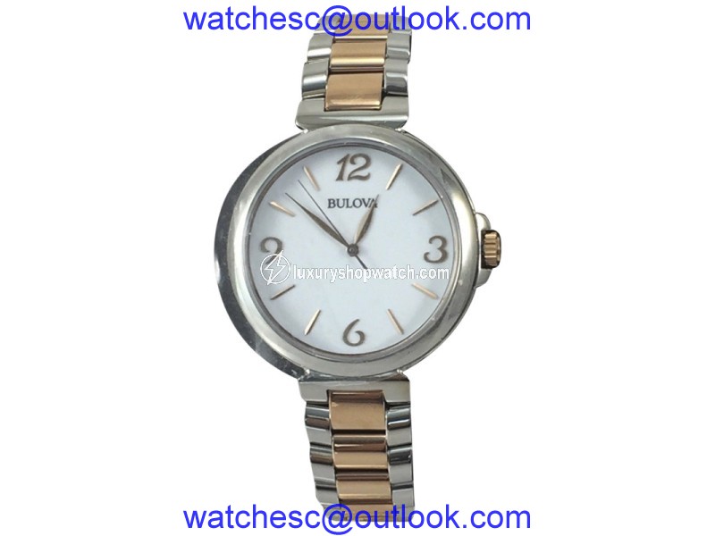 Bulova 98L195 Stainless Steel Yellow Gold White Dial 38mm Womens Watch Bulova