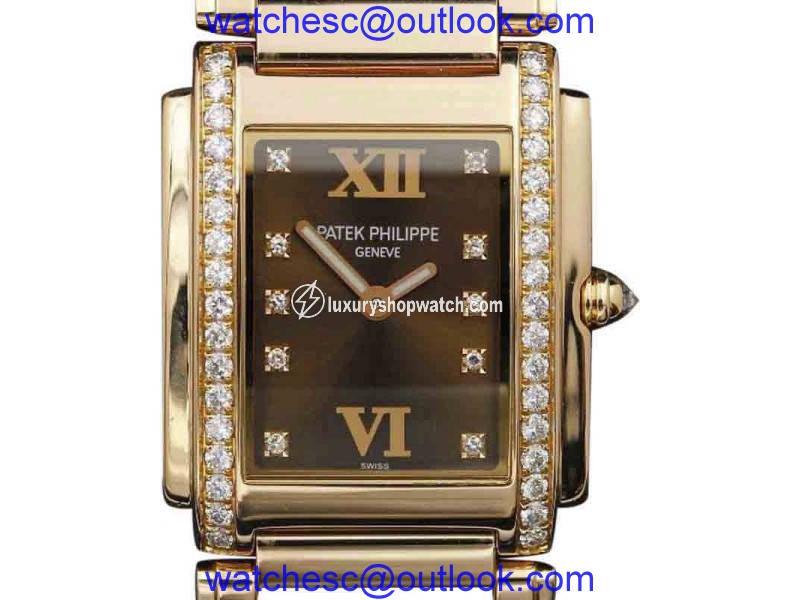 Patek Philippe 4910/11R-010 Twenty 4 Rose Gold Chocolate Diamond Dial 25mm Womens Watch Patek Philippe