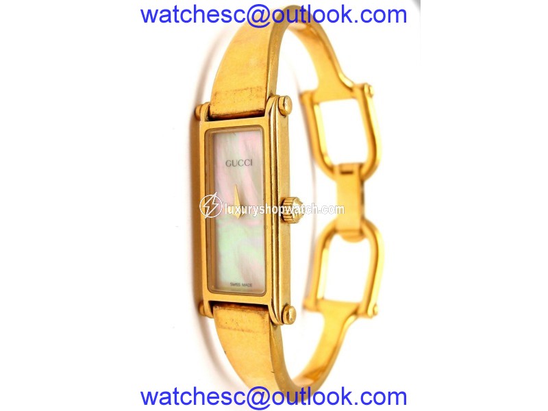 Gucci 1500L Gold Tone Stainless Steel & Mother of Pearl Dial Quartz Womens Watch Gucci