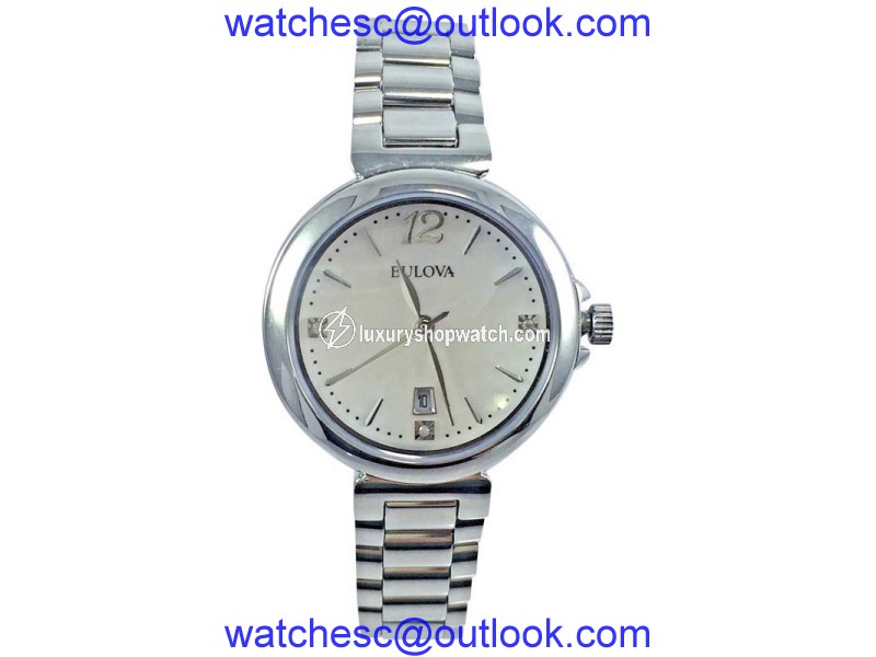 Bulova 96P149 Stainless Steel Crystal Accented Mother of Pearl Dial Womens Watch| Bulova