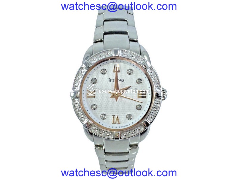 Bulova 96R176 Stainless Steel Crystal Accent Mother of Pearl Dial 26mm Womens Watch Bulova