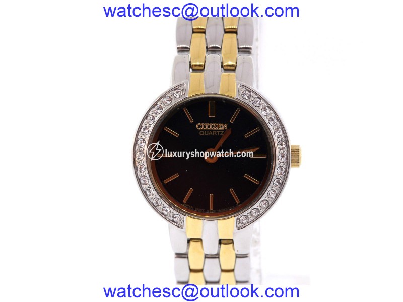 Citizen EK1094-70E Two Tone Stainless Steel Black Dial 22mm Womens Watch Citizen