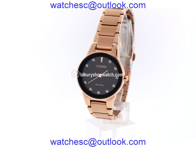 Citizen GA1058-59Q Rose Gold Tone Stainless Steel & Diamond Accent 30mm Womens Watch Citizen