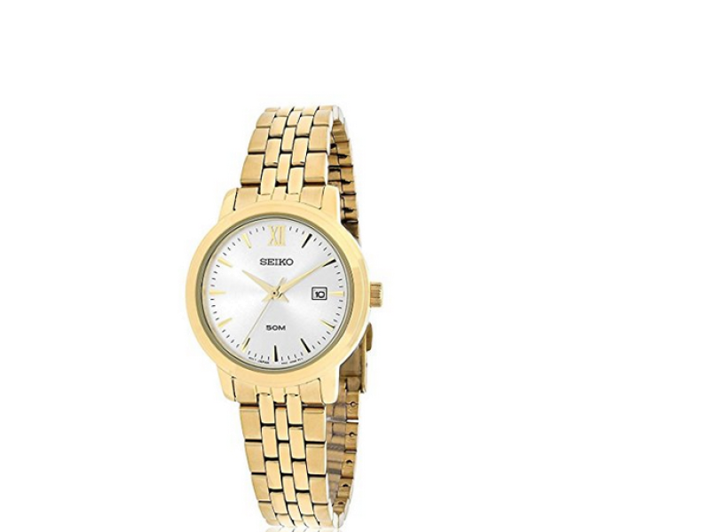 Seiko SUR814 Gold Tone Stainless Steel Quartz 29mm Womens Watch Seiko
