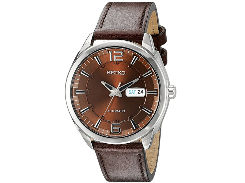 Seiko SNKN49 Stainless Steel & Leather Automatic 44mm Mens Watch Seiko