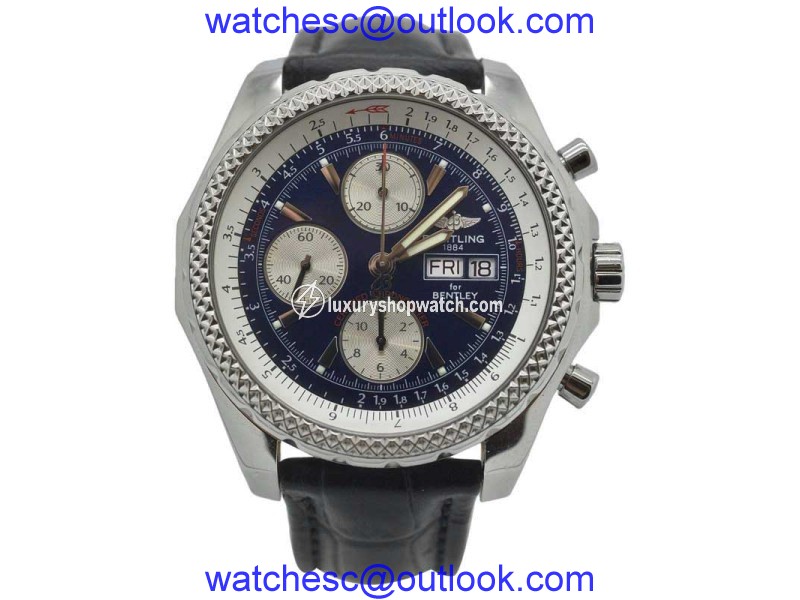 Breitling Bentley A13363 Stainless Steel Blue Automatic Chronograph 45mm Mens Watch Breitling