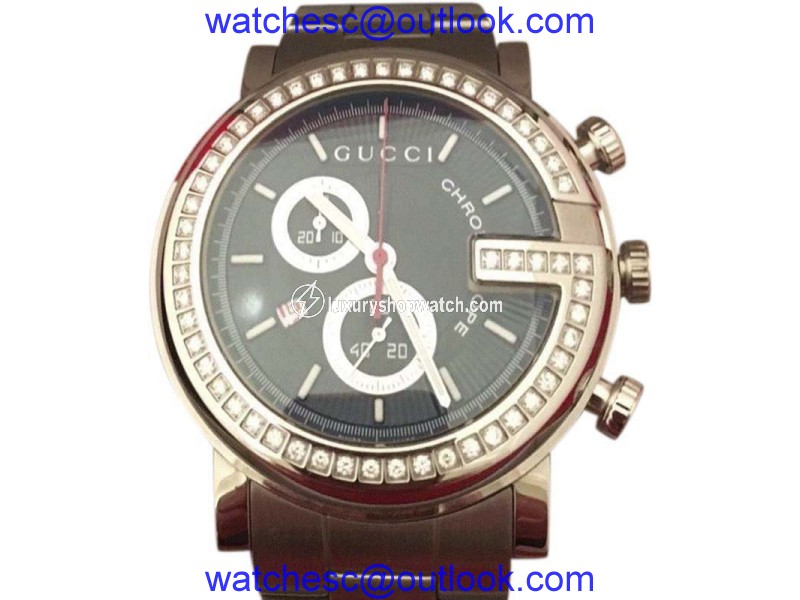 Gucci G-Chrono YA101324 Stainless Steel & Black Guilloche Dial 44mm Mens Watch Gucci
