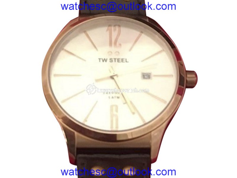 TW Steel TW1304 Rose Gold Tone Stainless Steel & Silver Dial 45mm Mens Watch TW Steel
