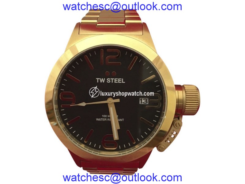 TW Steel Canteen CB91 Gold Plated & Black Dial 45mm Mens Watch TW Steel