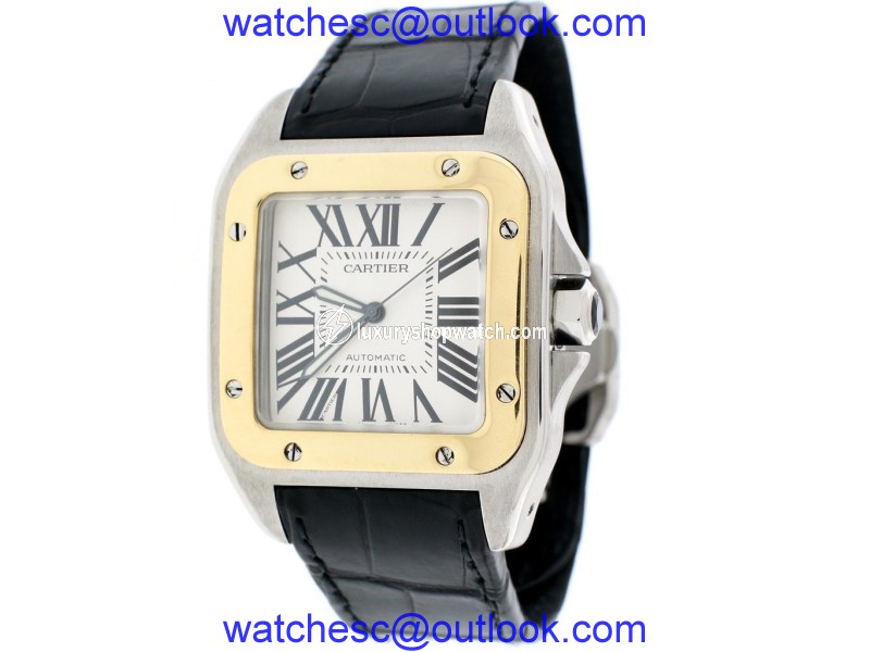 Cartier Santos 100 W20072X7 18K Yellow Gold & Stainless Steel Automatic 38mm Mens Watch Cartier