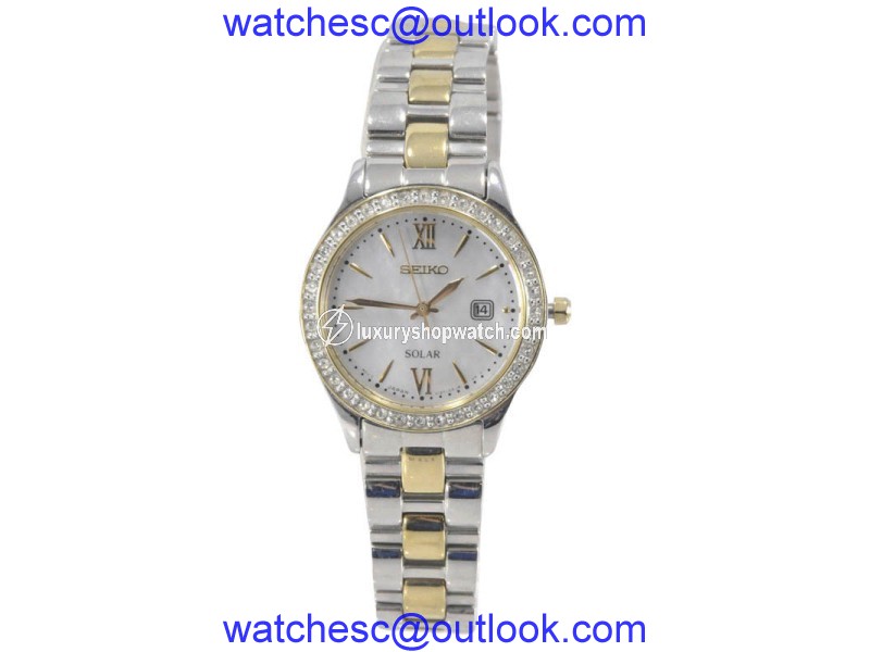 Seiko SUT074 Stainless Steel & Yellow Gold Mother of Pearl Dial 28mm Womens Watch Seiko