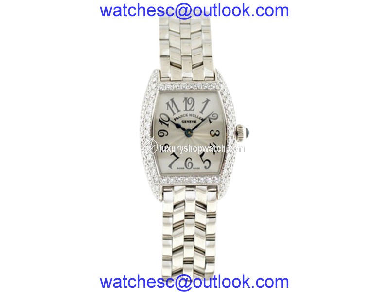 Franck Muller Cintree Curvex 18K White Gold Diamond Womens Watch Franck Muller
