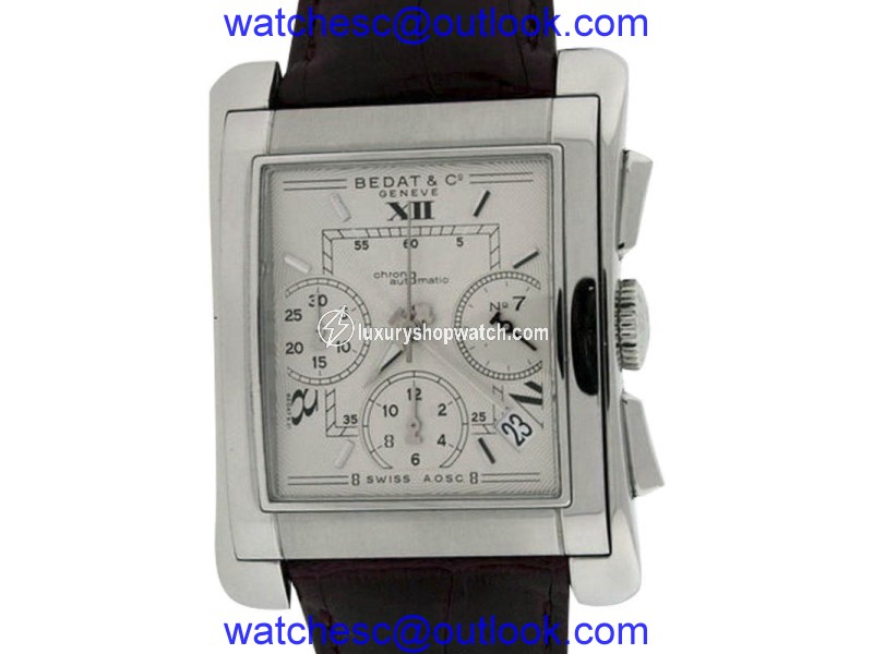 Bedat No.7 Stainless Steel & Leather Chronograph Mens Watch Bedat & Co