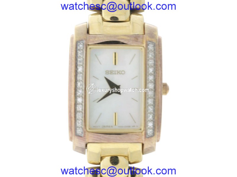 Seiko SUJF42 Gold-Tone Stainless Steel Mother of Pearl Dial 19mm Womens Watch Seiko
